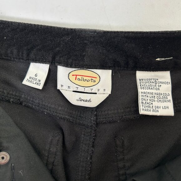 Talbots Pants Petite 6 6P Black Velvet Straight Leg Stretch Vintage Pockets - Picture 5 of 10